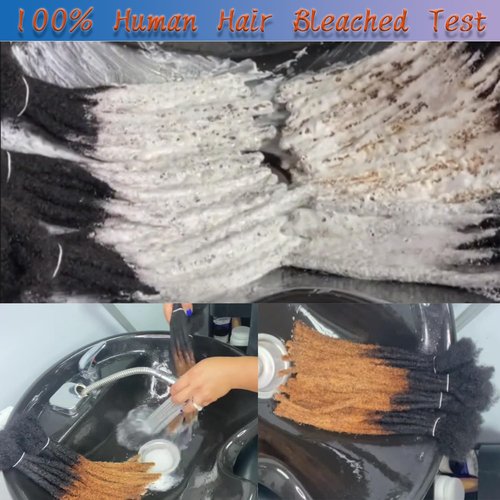 0.6cm 14 Inch Human Hair Locs Extensions 30 Strands Dreadlocs Extensions Real Human Hair Natural Black for Women Men Kids Full Handmade Permanent Human Hair Locs Can Be Dyed and Bleached