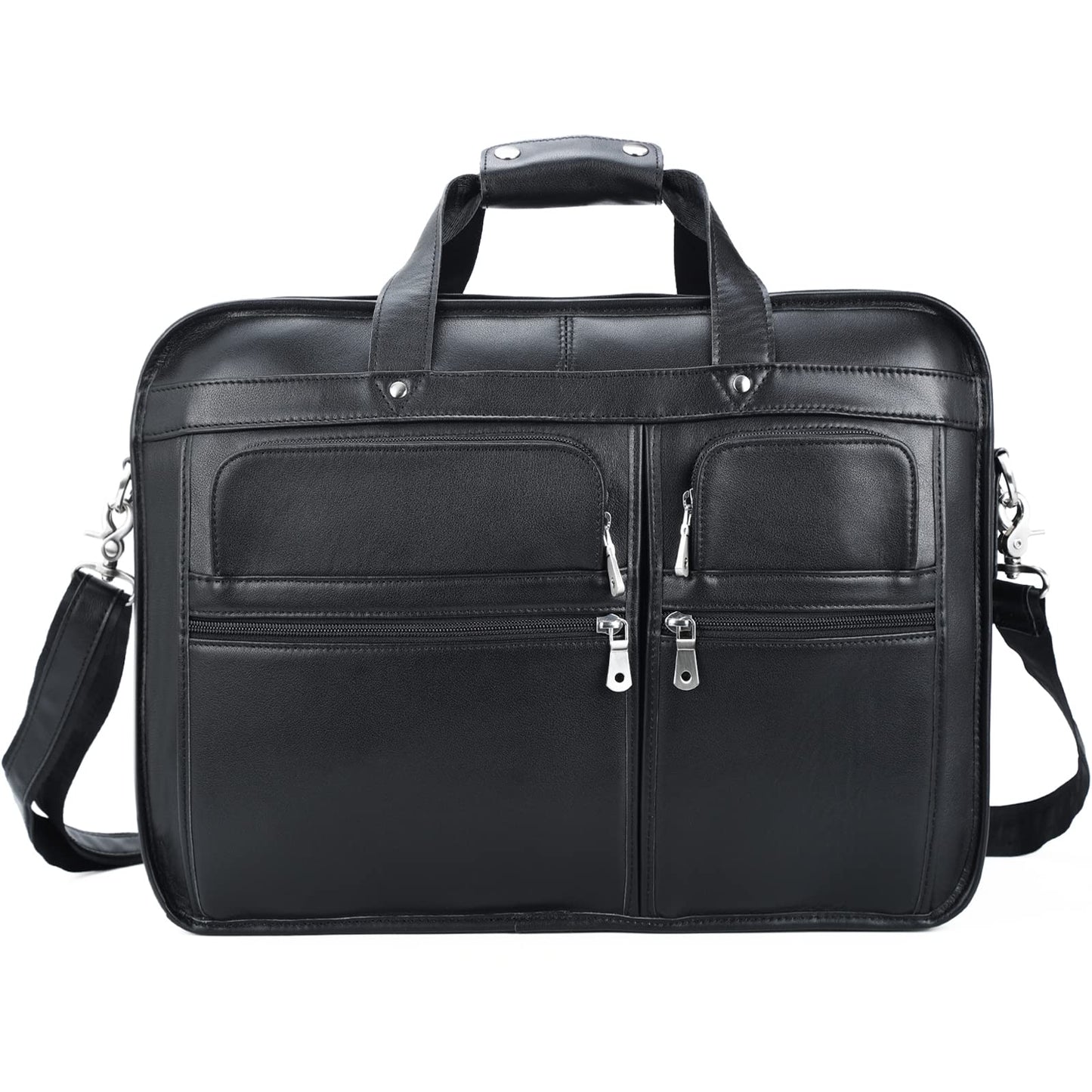 Polare 18.5” Napa Leather Laptop Briefcase Messenger Work Bag Overnight Bag For Men X-Large Fits 17.3” Laptop