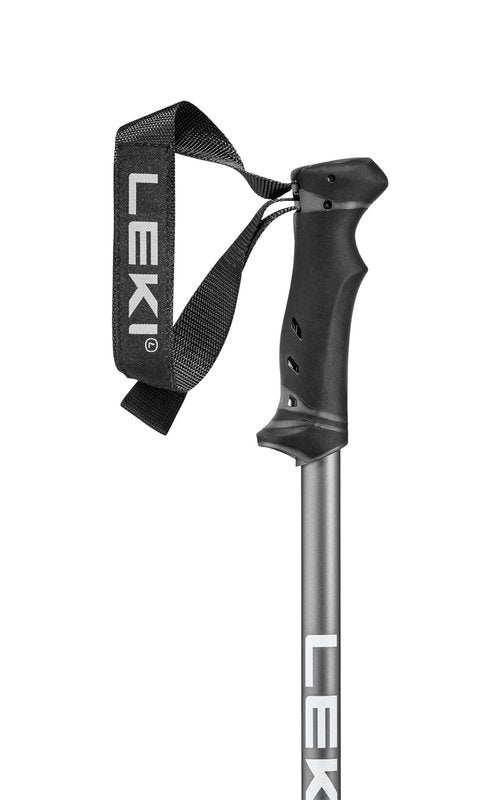 LEKI QNTM Lightweight Aluminum Ski Poles for Alpine Skiing - Black-Llight Anthracite-Cyan - 110 cm