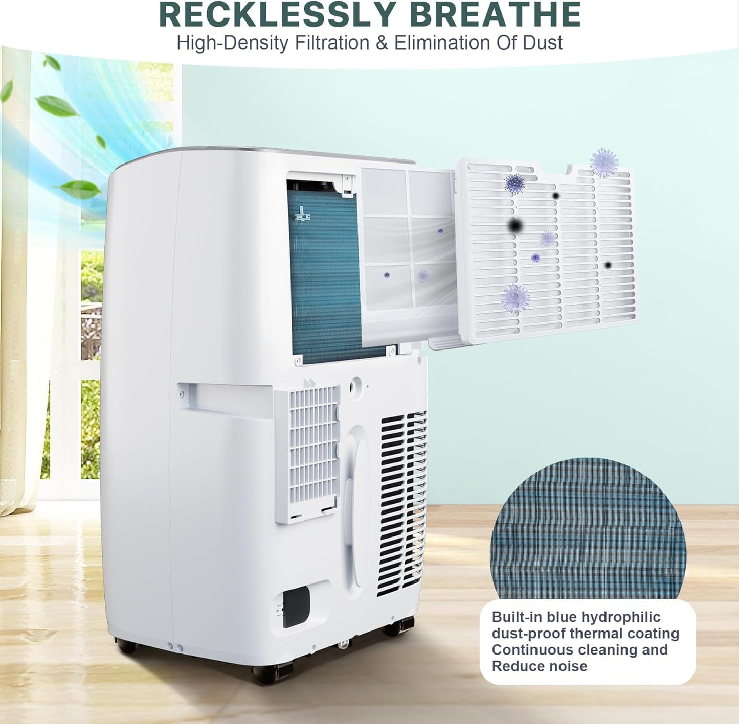 Garvee 14,000 BTU Portable Air Conditioner for Room Up to 750 Sq.Ft, 4 in-1 AC Unit with Cooling, Fan, Dehumidifier & Sleep Mode, Remote Control & Window Kit Included for Home, Office, Apartment,White