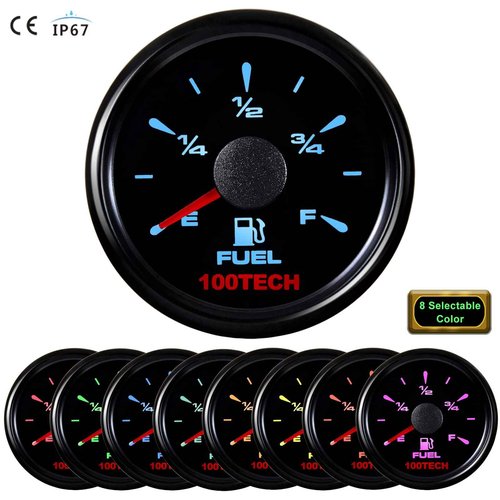 100TECH High Resolution Marine Fuel Sending Unit with Gauge 6"(150mm) SUS316 Stainless Steel Fuel Water Level Sender Unit and Gauge for Boat Truck RV 240-33ohm