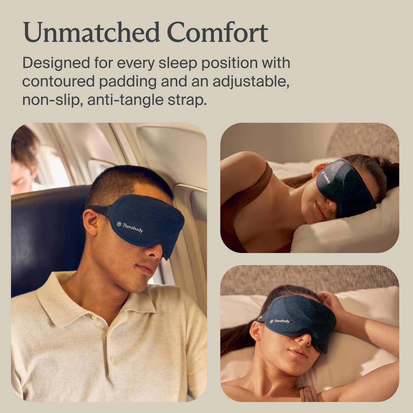 TheraGun Therabody Sleep Mask Ultra-Comfortable, 100% Blackout Sleep Eye Mask with Gentle Eye Massager Vibration for Stress Relief, Headache Relief & Self Care - Facial Massager for Women & Men