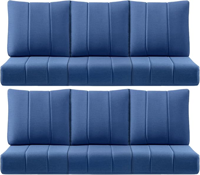 ACTREST Luxury 24x24x6 Inch Kitty Outdoor Deep Seat Cushions Set of 6 - Comfortable Patio Chair Cushion for Wicker Dining Rocking Swivel Chair Loveseat Couch Sectional Sofa - Navy Blue
