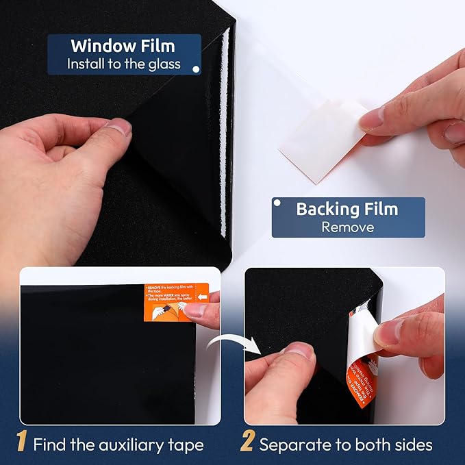 rabbitgoo Blackout Window Privacy Film with Tools Glass Bathroom Static Cling Sun Heat Blocking Light Darkening Removable Coverings for Home Bedroom Door UV Protection Sticker, 23.6 x 78.7 inches