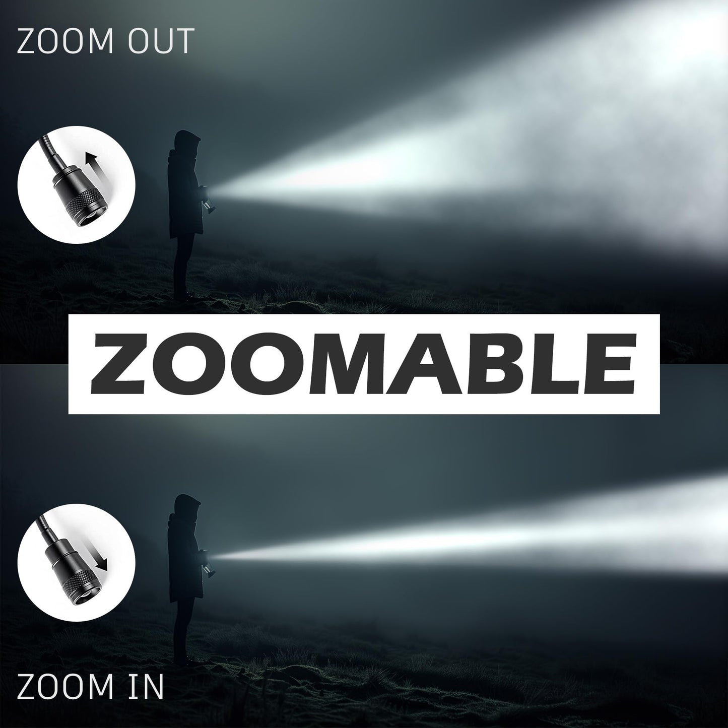 Favorlite 2 Pack LED Work Light, 500 Lumen Gooseneck Magnetic Light, Zoomable Flexible Led Flashlight, Waterproof Job Site Light for Work Bench, Auto-Repairing, Inspection, Emergency