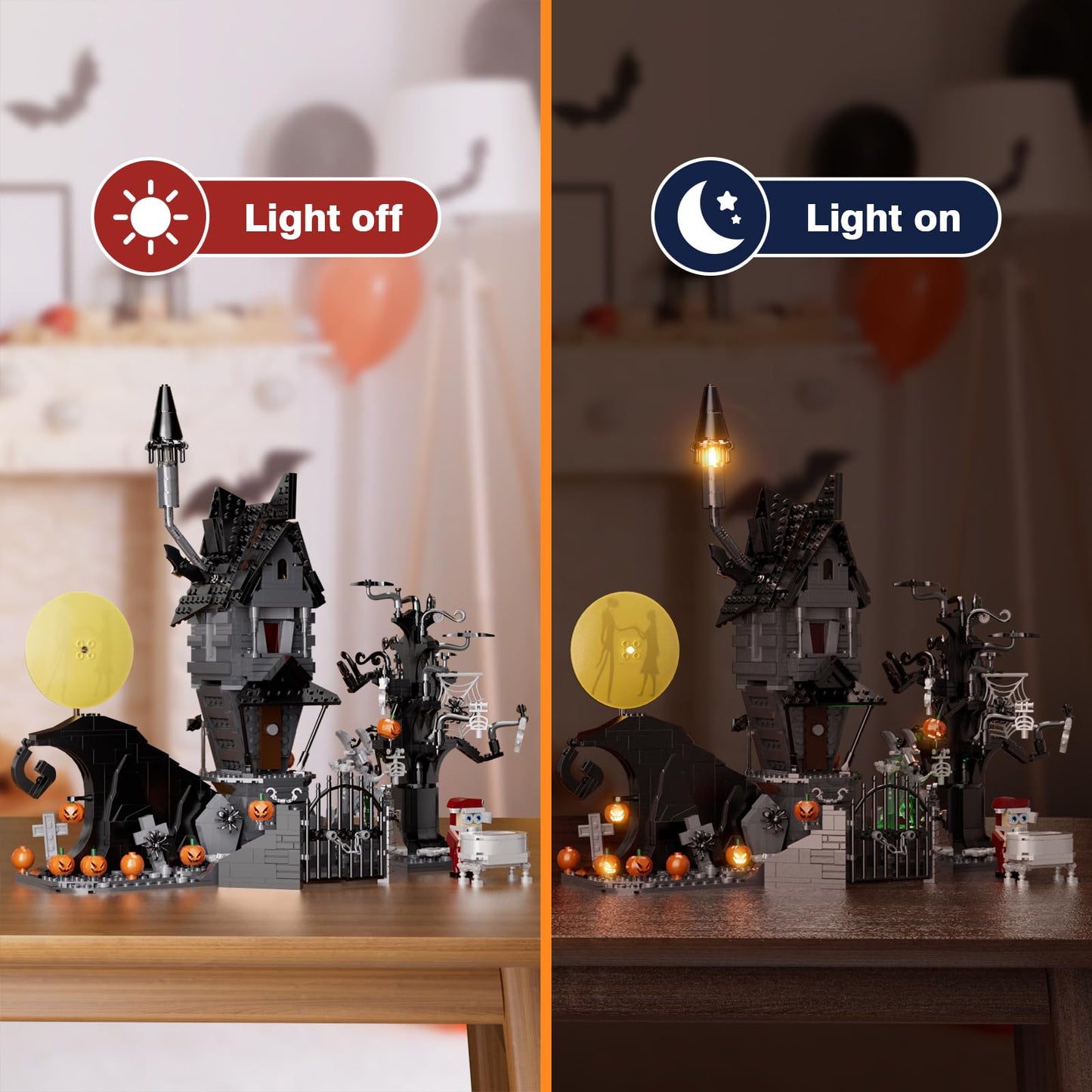 Nightmare Horror Haunted House Building Set, Block Toys Set Compatible with Lego, Creative Christmas Birthday Toy Kit Gift with Light for Movie Fans Adults (957pcs)