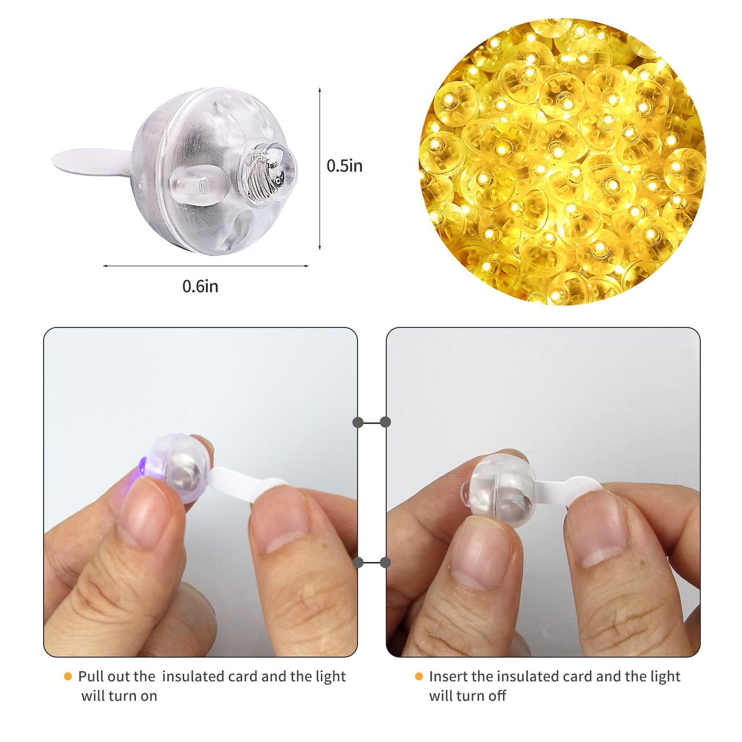 Aogist 200pcs Yellow Balloon Light,Long Standby Time Waterproof Mini Ball Light,Round LED Flash Lamp for Paper Lantern Balloon Party,Wedding,Birthday,Festival,New Year and Christmas Decorative