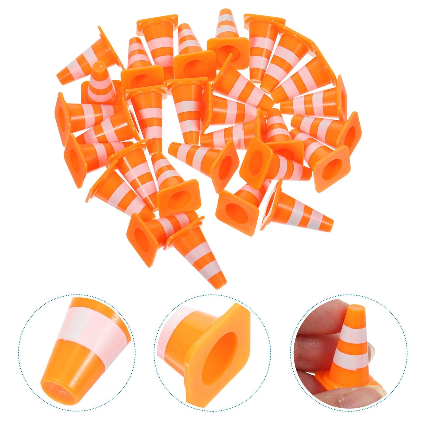 TOPPERFUN 30Pcs Mini Traffic Cones, 1in Mini Cones Orange Small Roadblock Construction Signs, Tiny Traffic Toys Training Scene Roadblocks, Multifunctional Building Theme Party Sports Activity Models