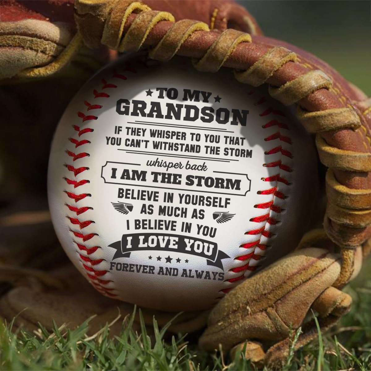 DOPTIKA Father's Day Birthday Gifts for Grandson, to My Grandson Engraved Baseball, Teen Boy Gifts, Graduation Gifts for Him from Grandparents, Grandson Gifts from Grandma