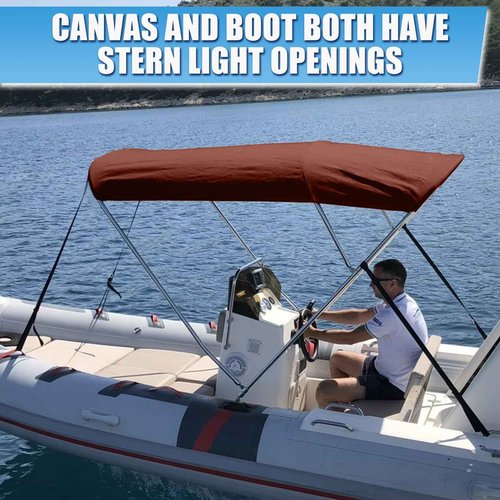 Cerumute 3 Bow Bimini Top Replacement Canvas with Stern Light Hole and Storage Boot, 900D Heavy Duty Waterproof Bimini Top Canvas Only Without Frame, 6'L 61"-66" W Burgundy