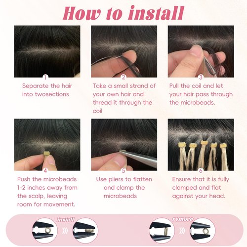 Eliysako Microlink Hair Extensions Human Hair Light Blonde mix Bleach Blonde 20inch 50g/pack Micro Loop Microbead Hair Extensions Real Smooth Human Hair Cold Fusion For Women