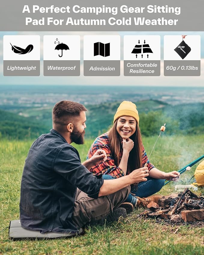 Sportneer Sitting Pad, Lightweight Waterproof Folding Seat Pad for Backpacking, 15.75'' x 15.75'' Portable Camping Seat Mat for Hiking, Picnics & Outdoor Use