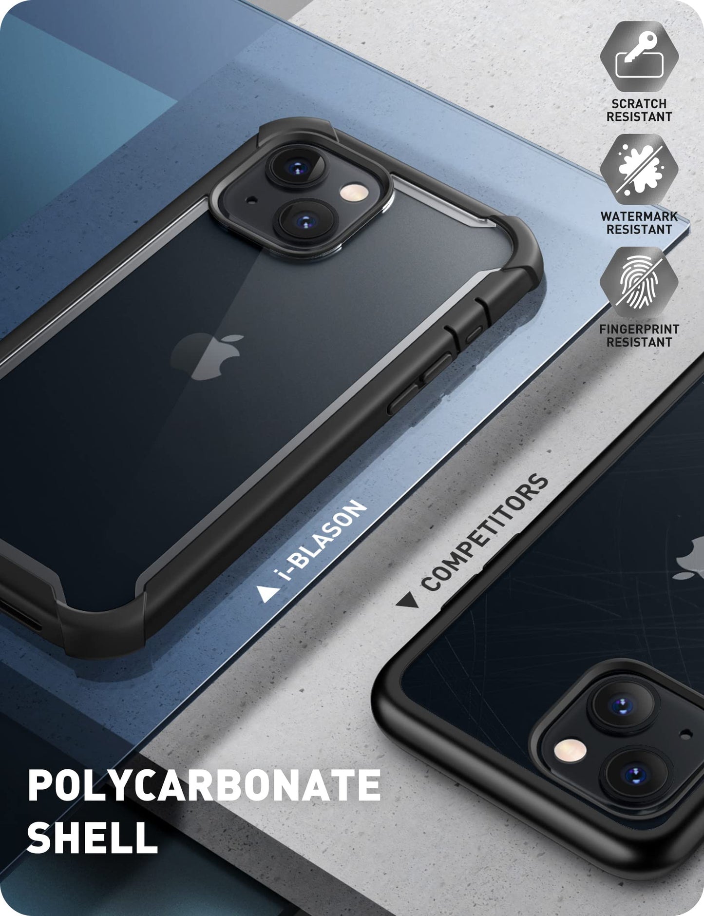 I-Blason Ares Transparent Case Bumper Case For Iphone 14 Iphone 13 Mobile Phone Case Black | 6.1 Inch, 360 Degree, Robust Protec