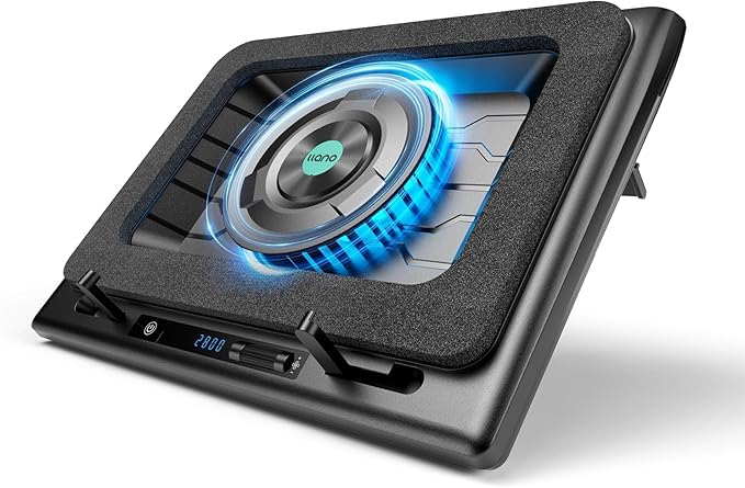 llano V12 Laptop Cooling Pad, Gaming Laptop Cooler Stand with 5.5inch Powerful Turbo Fan, Adjustable Speed, Touch Control,...