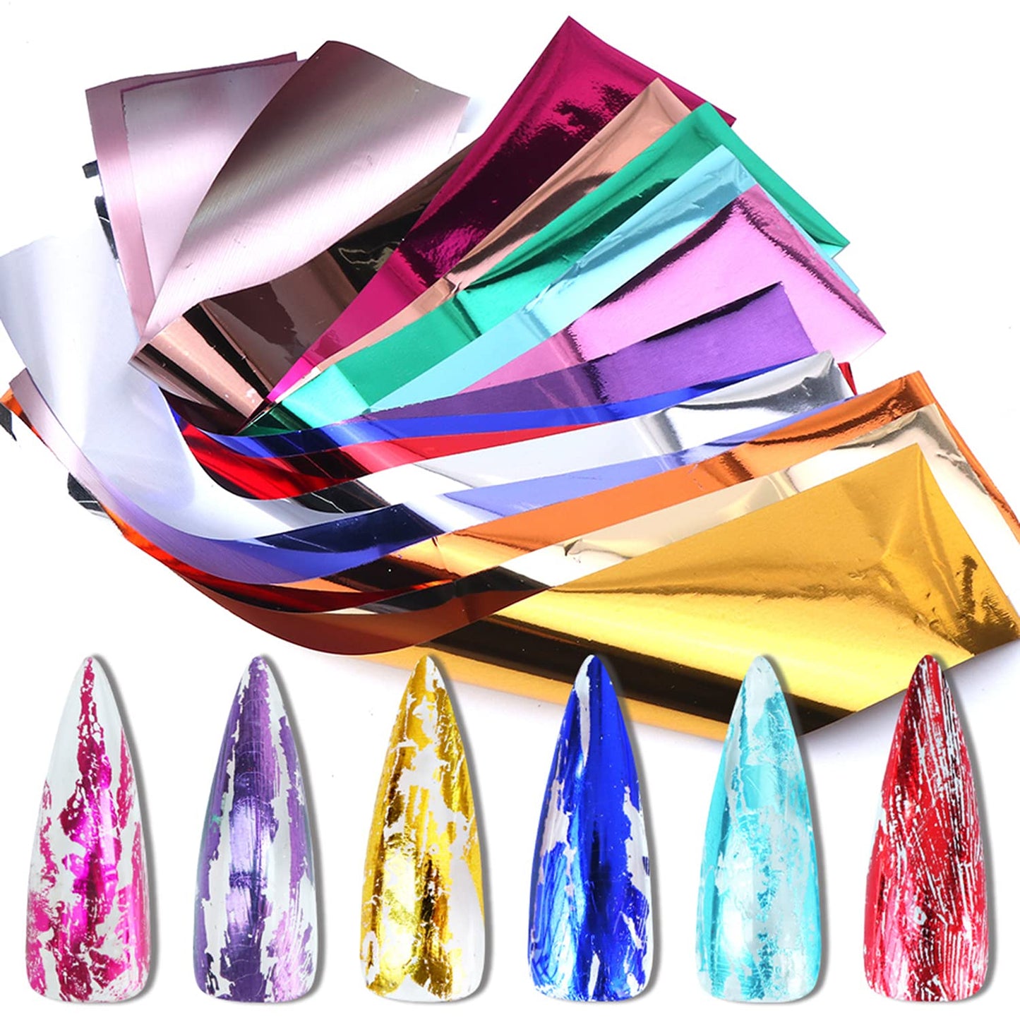 14 Colors Metallic Nail Foil Transfer Stickers Nail Art Accessories Holographic Effect Nail Foils Supply Gold Silver Matte Transfer Foils Nail Decals for Women Girls Manicure Tips Decoration
