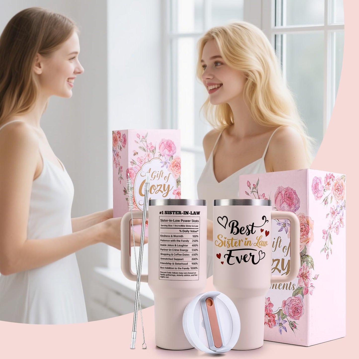 VoziSpace Best Sister-in-Law Tumbler Birthday Gifts for Women, Mother’s Day Stainless Steel Insulated Travel Cup with Lid, Funny Gift for Sister-in-Law