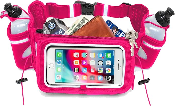 No.1 Hydration Belt by Runtasty - Premium Running Fuel Belt w/2 BPA-Free 10 oz Water Bottles, Tilt-Up Pocket w/Touchscree...