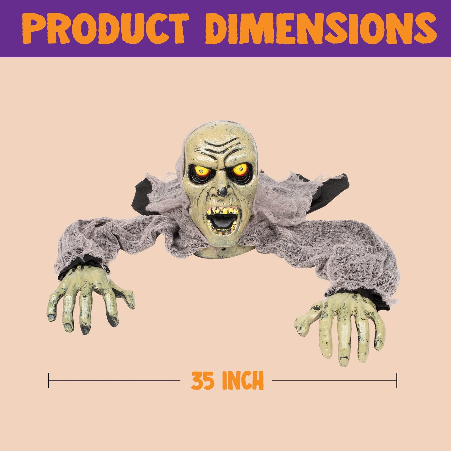 JOYIN Zombie Halloween Decoration Outdoor Groundbreaker with Sound and Flashing Eyes, Scary Halloween Graveyard Decor for Yard Garden, Outside Lawn Haunted House Prop