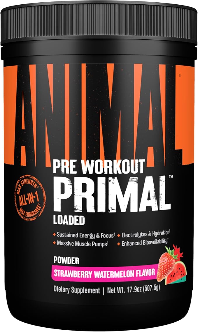 Animal Primal Muscle Hydration + Preworkout Powder – Contains Beta Alanine, 3DPump, Caffeine & Electrolytes – Improves Ene...