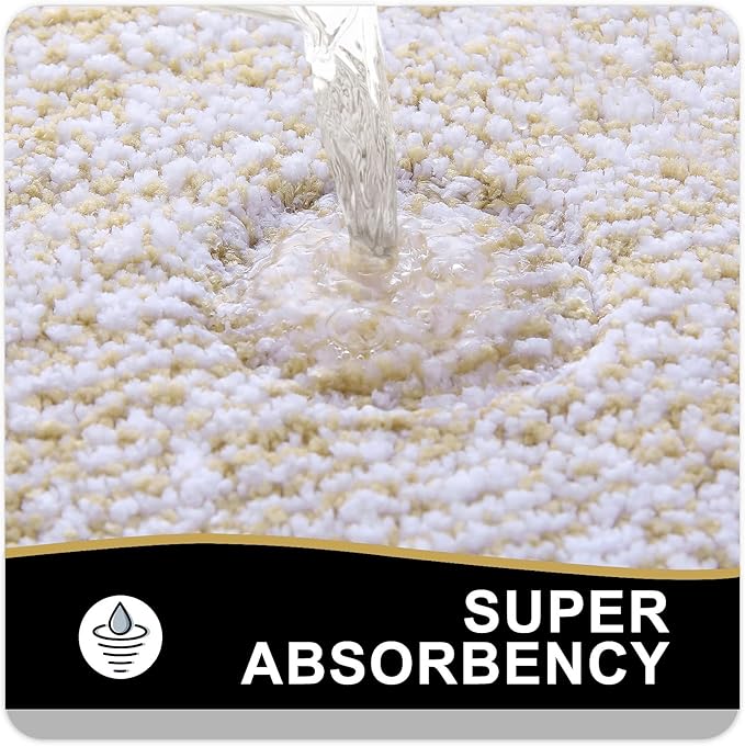 OLANLY Bathroom Rugs 47x17, Extra Soft and Absorbent Microfiber Bath Mat, Non-Slip, Machine Washable, Quick Dry Shaggy Bath Carpet, Suitable for Bathroom Floor, Tub, Shower (Runner, Beige)