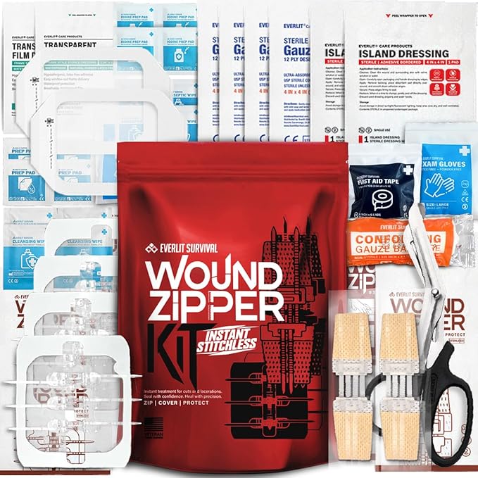 EVERLIT Wound Closure Kit | Surgical Zip-Stitch Devices for Cut & Laceration | Sterile, Suture-Free, Stitch-Less Adhesive ...