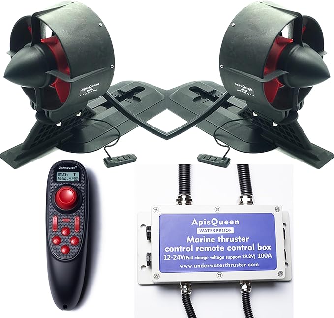 ApisQueen 24V 150KV Underwater Thruster U92 Set,with 6 Channel Remote Control and ESC,23.6Kg(52.1LBS) Thrust Brushless Mot...