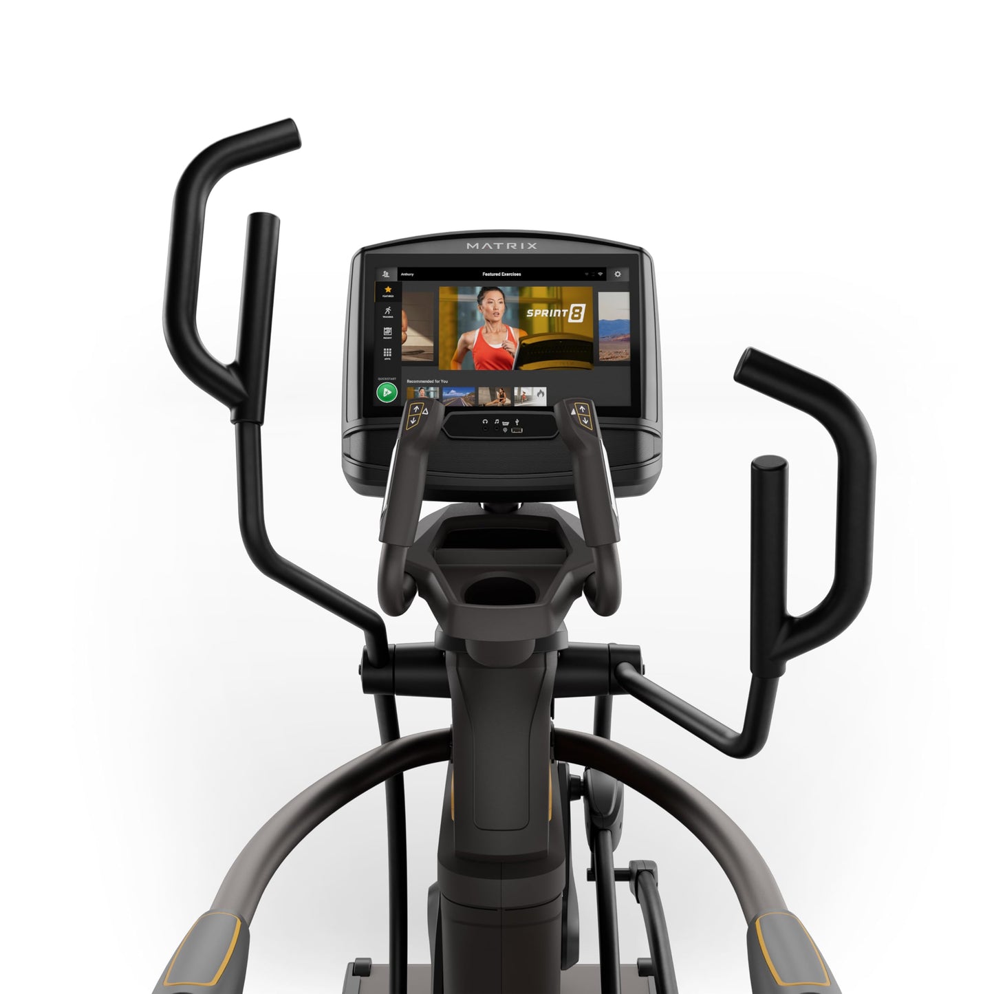 Matrix Fitness A50 Ascent Elliptical with XIR | 16" Touchscreen (WiFi+BT+HDMI) | Low Impact Workouts, Full Body Cardio | Space Saving Compact Design, Suspension Elliptical with Adjustable Incline