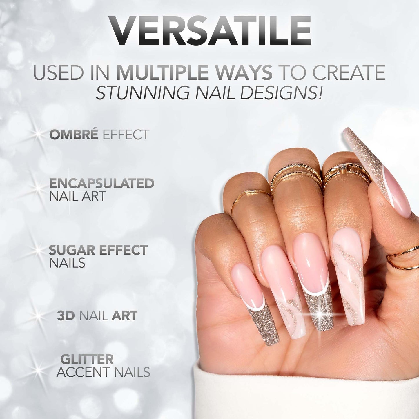 Kiara Sky Diamond FX Acrylic - Reflective Glitter Acrylic Powder For Nails - Queen B (AFX02)