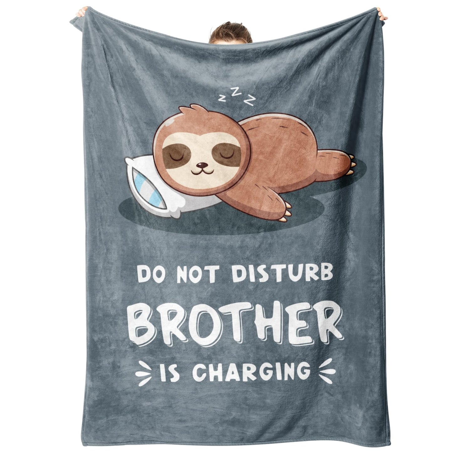 Funny Big Brother Gift, Brother is Charging Sloth Blanket, Birthday Gifts for Brothers Adult, Brother's Gitfs for Christmas Fathers Day, Soft Sloth Throws Blanket for Brothers 60" x 50"