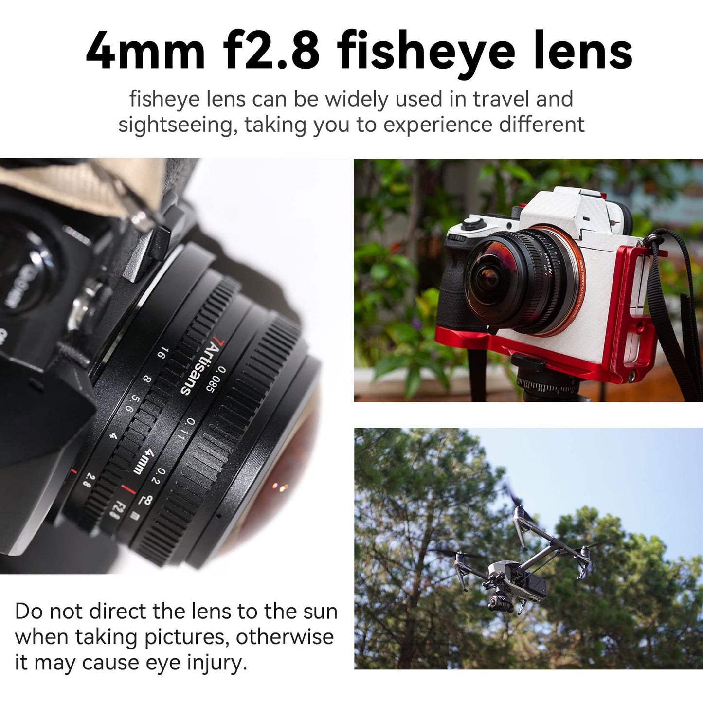 7Artisans 4mm F2.8 Fisheye Ultra Wide Angle Lens Manual Focus Prime Lens Compatible for Fujifilm FX Mount Mirrorless Camera X-T1 X-T2 X-T3 X-T20 X-T30 X-E1 X-E2 X-E3
