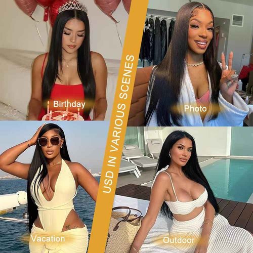OOVVDA 30 Inch 13x6 Lace Front Wigs Human Hair Straight Lace Front Human Hair Wig Pre Plucked 200 Density Glueless Natural Black Straight Wig 13x6 HD Lace Frontal Wigs for Women