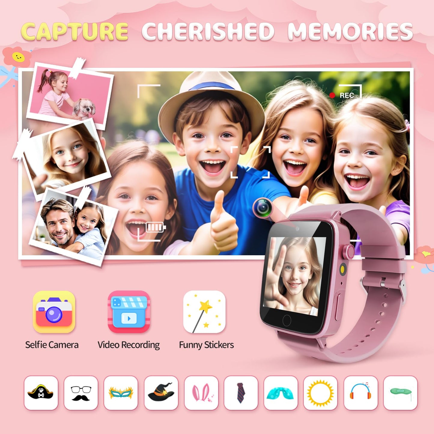 Kids Watches for Girls Toys Age 4-12, ZUODUN Smart Watch for Kids with Camera, 26 Puzzle Games, Alarm Clock, Pedometer, Audiobook, Learn Card, Toddler Watch Birthday Gift for 8 9 10 Year Old Girl