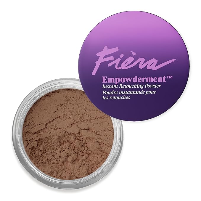 Fièra Empowderment™ Pressed Finishing Powder, Talc-Free Blurring & Soft-Matte Setting Powder for Mature Skin, Pore & Fine-Line Smoothing, Lightweight Instant Retouching Formula, Dark Shade, 0.2 OZ