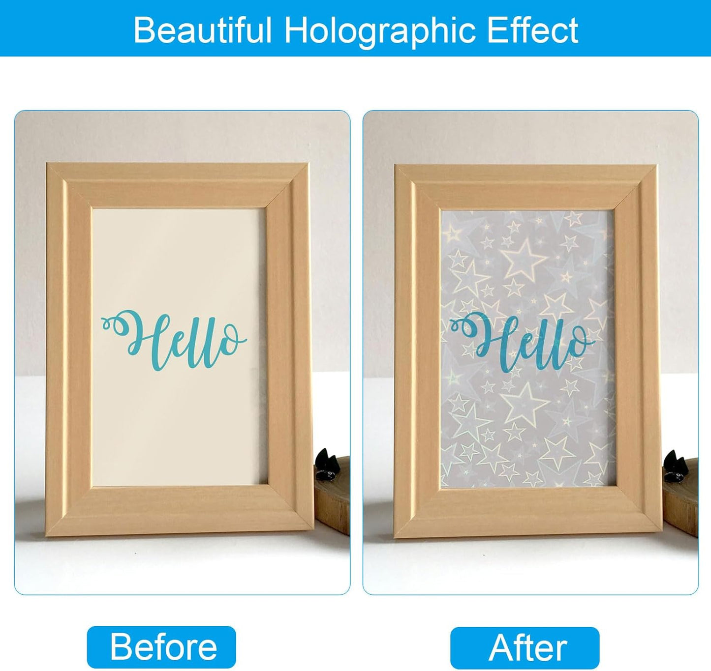 PATIKIL 11.7x8.3" Holographic Sticker Paper, 10Sheets A4 Polypropylene Self-adhesive Transparent Waterproof Laminate Overlay Film for Photo Cards Scrapbook Decorations, Pentagram