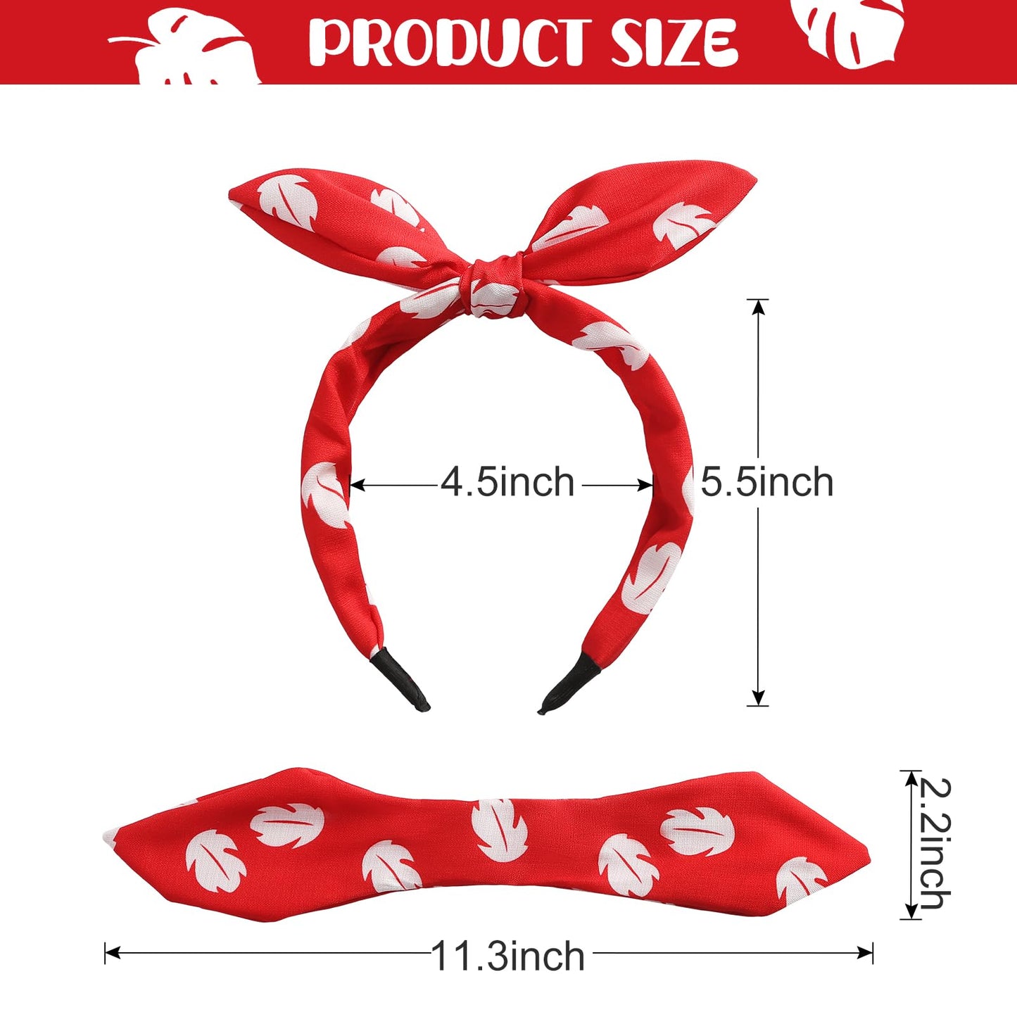 Hawaiian Bow Headband Tropical Leaf Headwear Halloween Costume Hair Accessories Luau Party Hairband