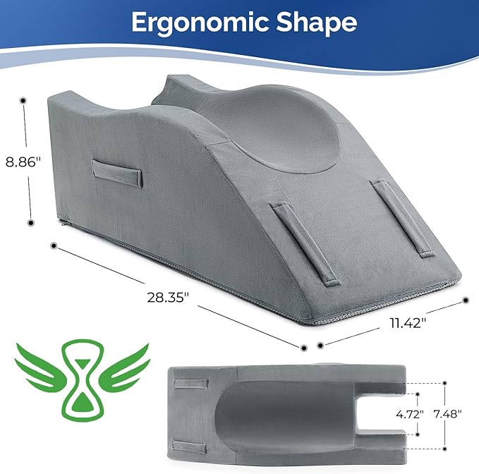 Dreamer Car Leg Elevation Pillow for After Surgery, Injury, or Rest, Ankle Fixation Leg Pillow, Supportive Memory Foam Wedge Pillow for Legs Pain Relief with Anti-Slip Base & 3 Handles