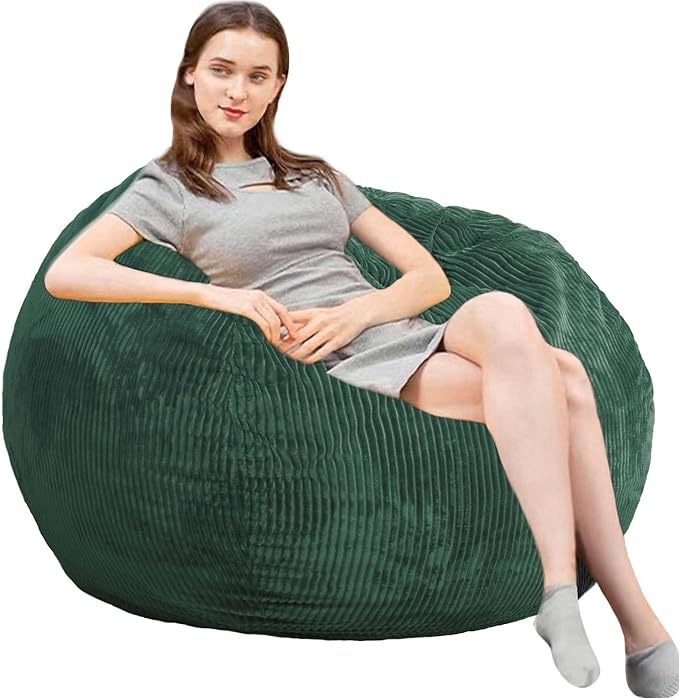 Bean Bag Chair 3Ft Luxurious Faux Rabbit Fur Memory Foam Bean Bag Chairs for Adults/Teens with Filling,Ultra Soft Faux Fur...