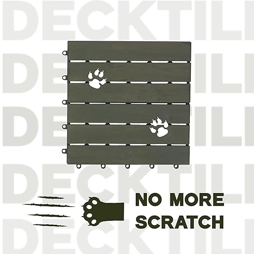VICTORY RELAX Acacia Wood Decking Tiles 9PCS - Easy Snap Interlocking Deck Tiles for Patio Poolside Balcony Decor - All Weather Waterproof Flooring for Indoor & Outdoor (Round Joints)