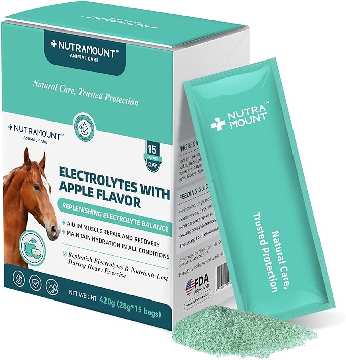 Nutramount Equine Electrolytes Supplement with Apple Flavor, Replenish Lost Minerals & Support Hydration for Horses During...