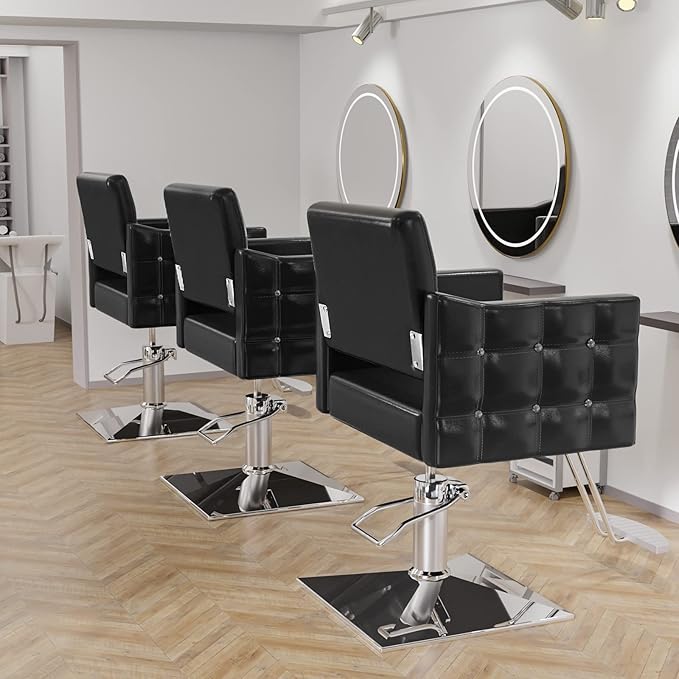 OmySalon Hair Salon Chair Hydraulic Barber Chair for Home Barbershop Black, Braiding Chair for Hair Stylist Heavy Duty, Styling Hairdressing Beauty Spa Equipment