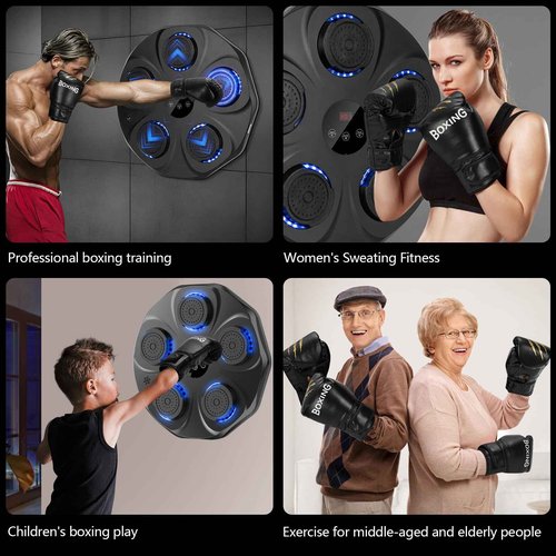 TGLLM Music Boxing Machine, Interactive Punching Trainer with Boxing Gloves, Large Size Wall Mounted Electronic Boxing Target for Adults Kids, 9 Modes & 9 Speeds