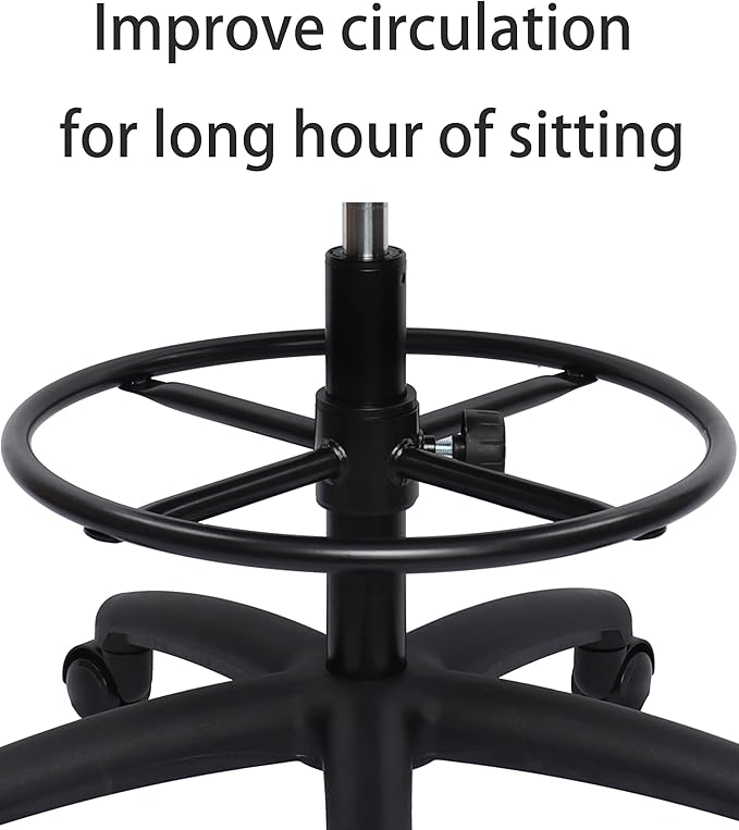 TAKE UR SEAT® Polyurethane Drafting Lab Stool Chair, 18" Adjustable Footring, 8" Adjustable Height, 450 lbs seat Capacity, Heavy Duty, Shipped Within 24 Hours Med. Bench Height (Glide)
