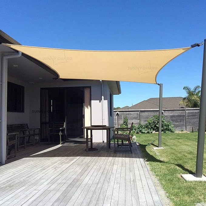 SUNNY GUARD Sun Shade Sail 10' x 13' Rectangle Sand UV Block Sunshade for Backyard Yard Deck Patio Garden Outdoor Activiti...