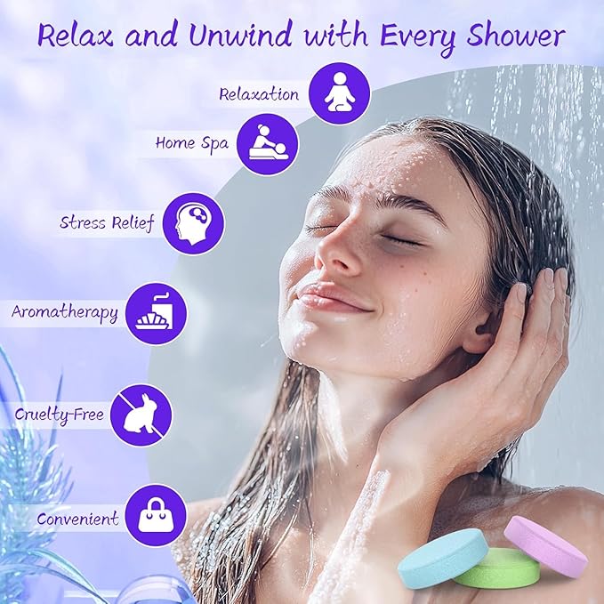 Shower Steamers Aromatherapy 8 Pack - Gifts for Women, Shower Bombs with Essential Oils, Self Care and Stress Relief Stocking Stuffers, Relaxation Birthday Gifts for Women and Men. Azure Floral Style