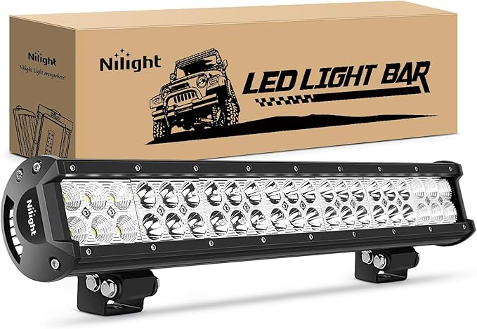 Nilight - 60005C-A 20Inch 126W Spot Flood Combo Led Light Bar Off Road Lights Boat Lighting Fog Light Driving Lights LED W...