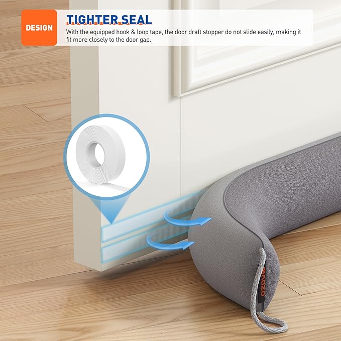 MAGZO Door Draft Stopper, 36 Inch Under Door Draft Blocker Noise Stopper, Weighted Wind Blocker Draft Guard for Bottom of Door, Gray