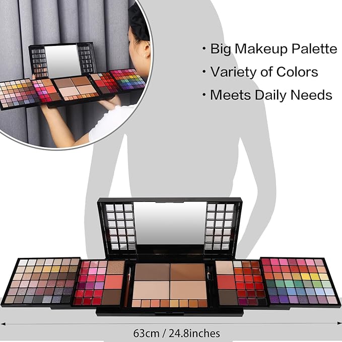All in One Makeup Kit, Makeup Kit for Women Full Kit, Make Up Christmas Gift Set for Teen Girls- Eyeshadow Palette,Lip Gloss,Concealer,Highlighter,Blush,Eyeliner,Brow Powder & Contour