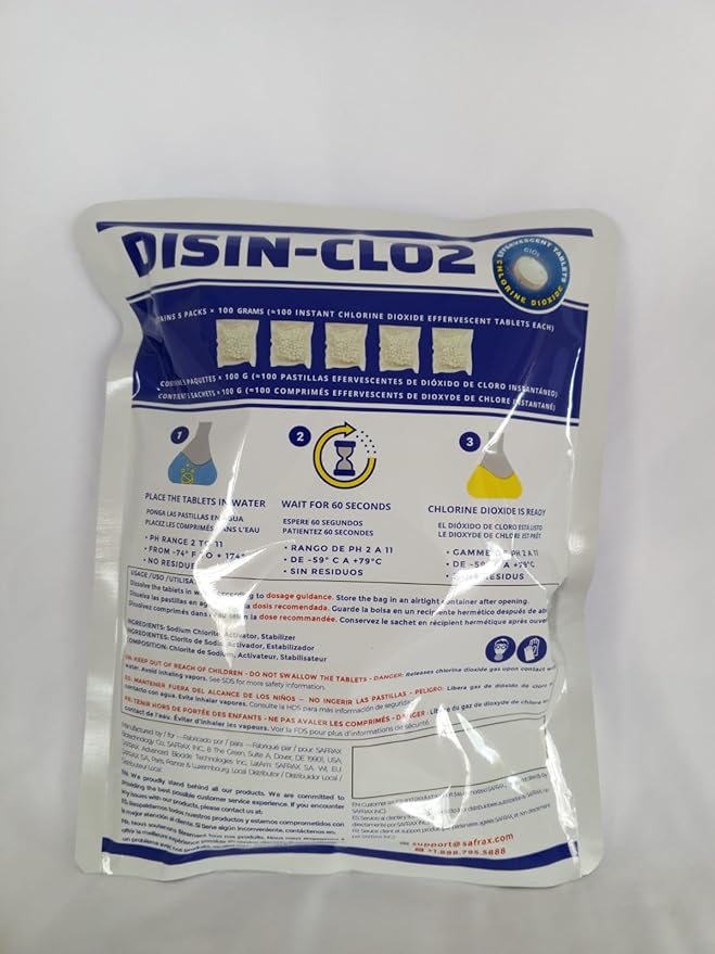 DISIN-CLO2 Multi-Purpose Instant Chlorine Dioxide Tablets – Fast-Acting Cleaning & Deodorizing Tablets for Home, Kitchen & Travel – Freshness Booster for Surfaces, Water Containers & Everyday Use