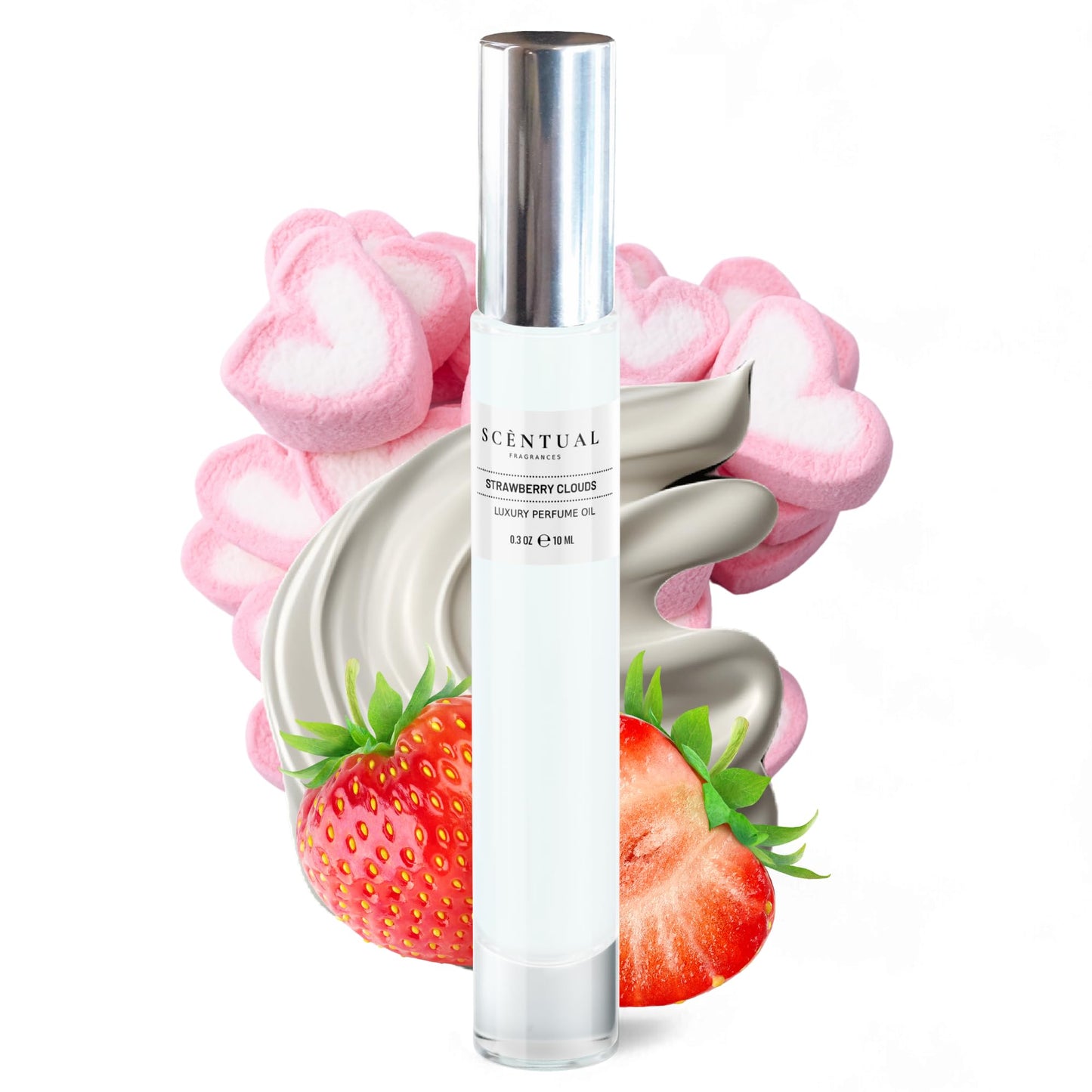 Scentual Fragrances, Luxury Perfume Oil, Ultra-Concentrated Women Roll-On Fragrance Oil, Long Lasting Rollerball Travel Mini Perfume, Vegan, Alcohol & Cruelty Free 10ml (Strawberry Clouds)