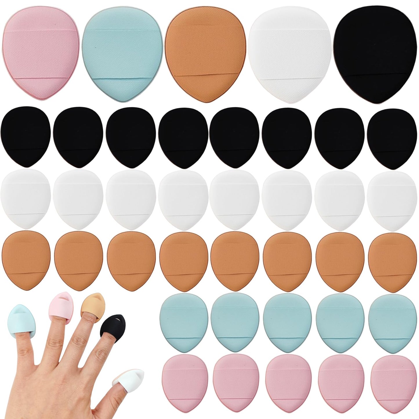 ROYHOO 75PCS Finger Powder Puff Mini Makeup Sponge Soft Beauty Makeup Blender Puff for Foundation, Face Powder, Under Eye Settin